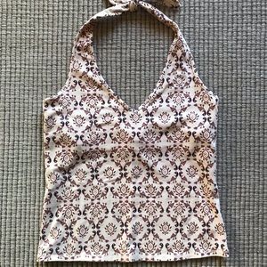 Bird-pattern halter top